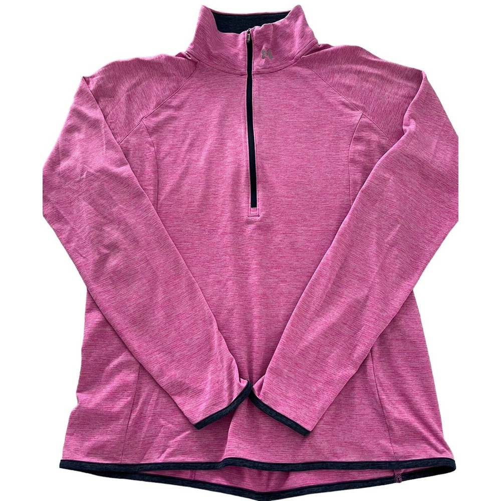 Under Armour Shirt Women Large Pink Fitted Quarter Zip Training Ladies Top